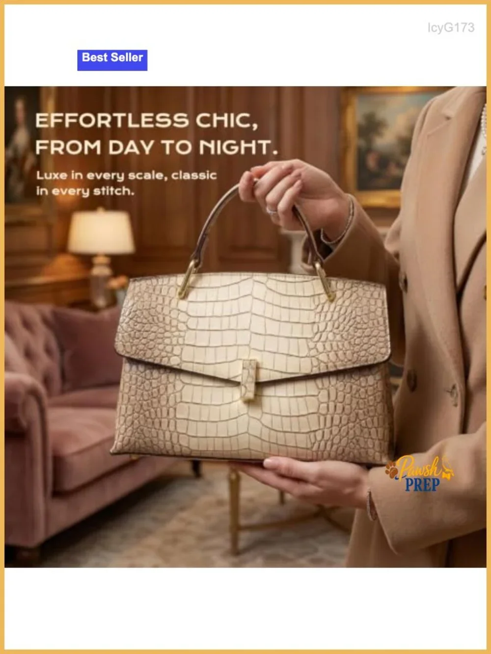 Genuine Leather Crocodile Pattern Handbag with Top Handle and Detachable Strap